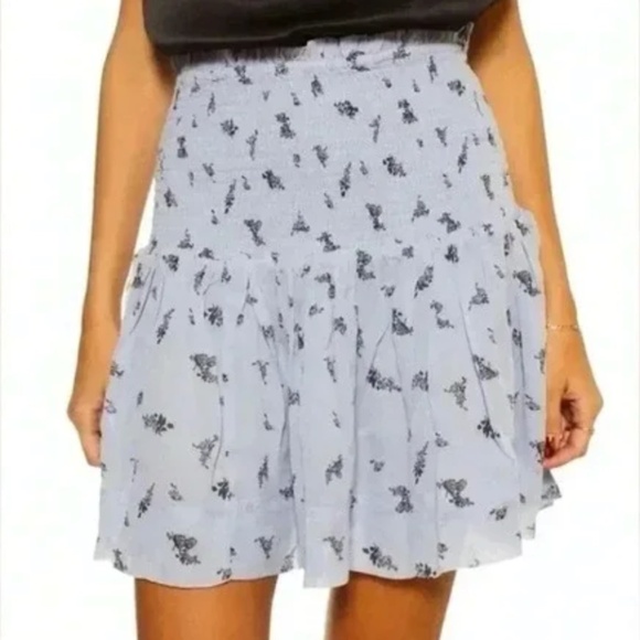 Ganni Dresses & Skirts - GANNI Blue Floral Mini Skirt Size 36 (US 4)